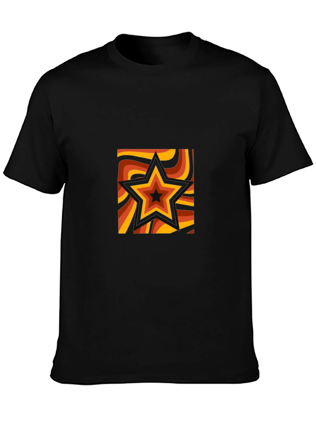 Retro Star Graphic Tee - Black Cotton T-Shirt