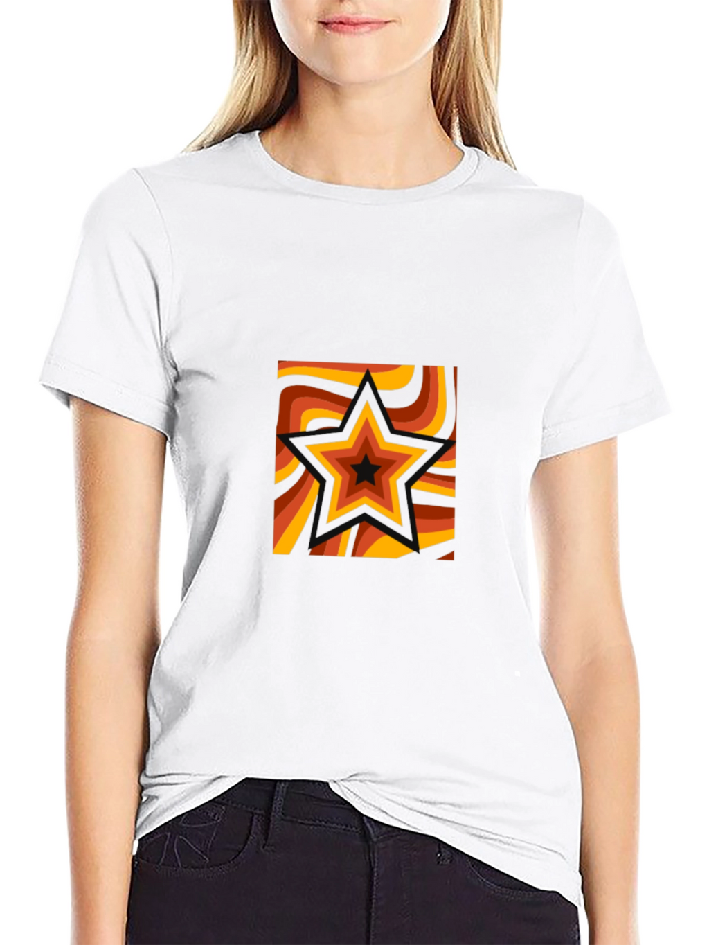 Retro Star Graphic Tee - Black Cotton T-Shirt