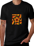 Retro Star Graphic Tee - Black Cotton T-Shirt