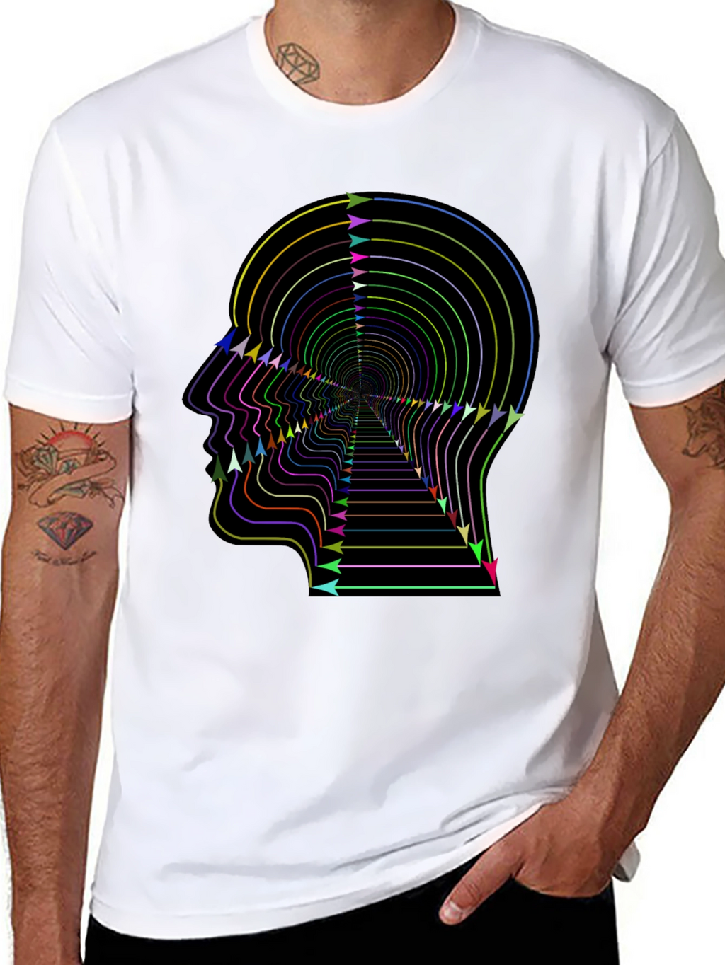 Optical Illusion Arrow Head Black T-Shirt