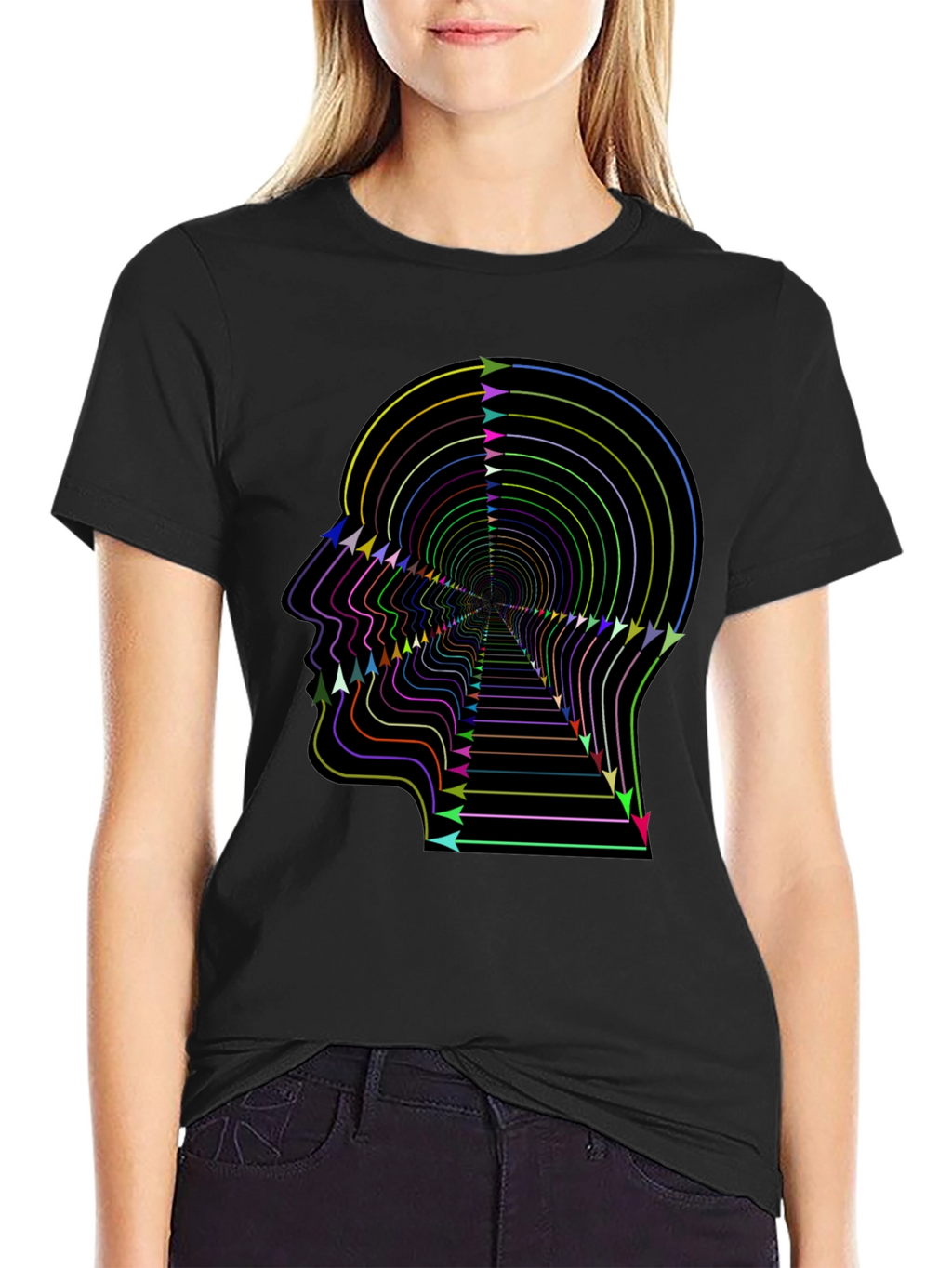 Optical Illusion Arrow Head Black T-Shirt