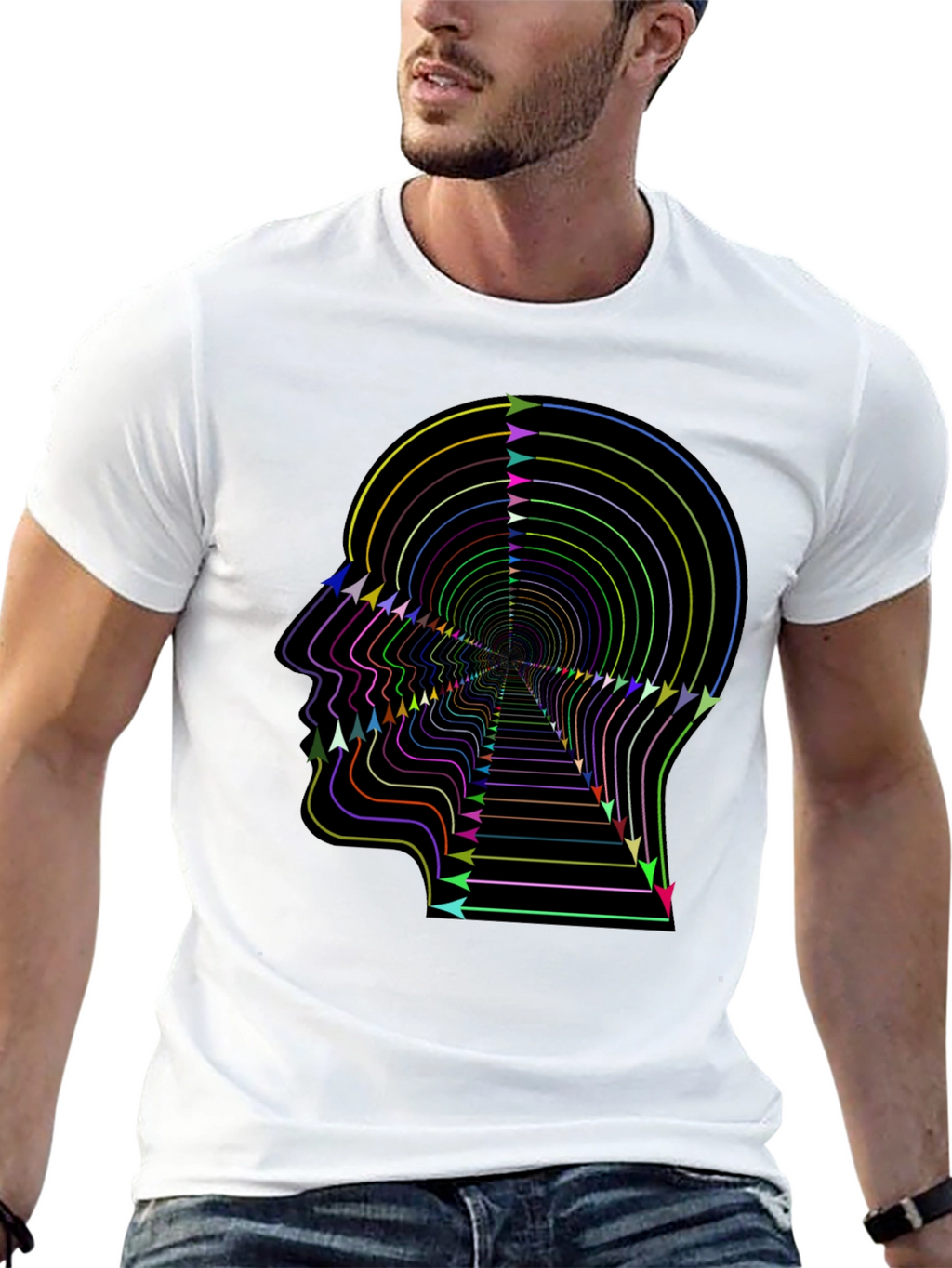 Optical Illusion Arrow Head Black T-Shirt