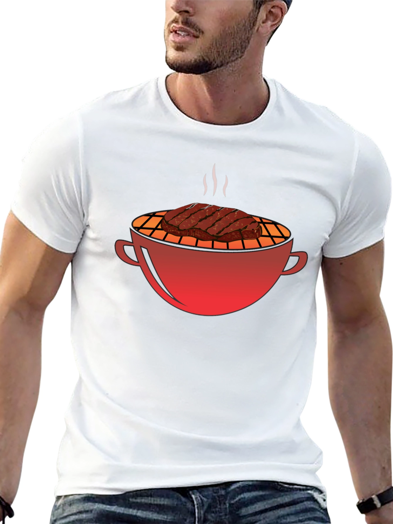 BBQ Grill & Steak Graphic T-Shirt - Black