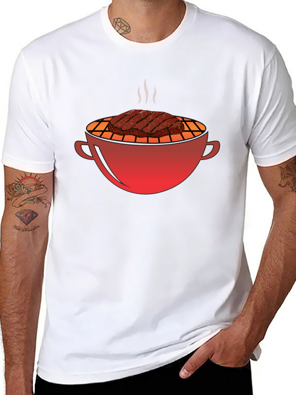 BBQ Grill & Steak Graphic T-Shirt - Black