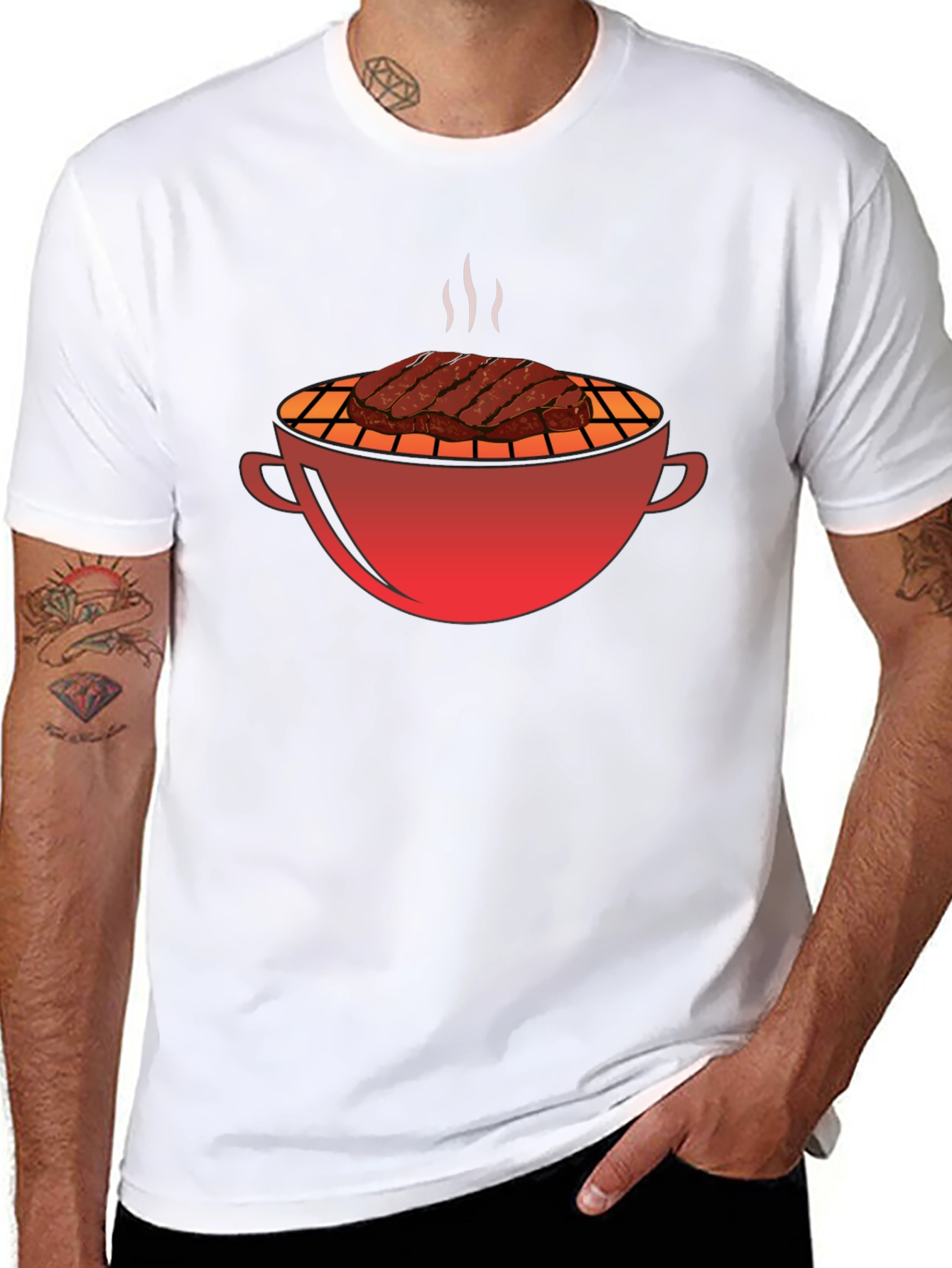 BBQ Grill & Steak Graphic T-Shirt - Black