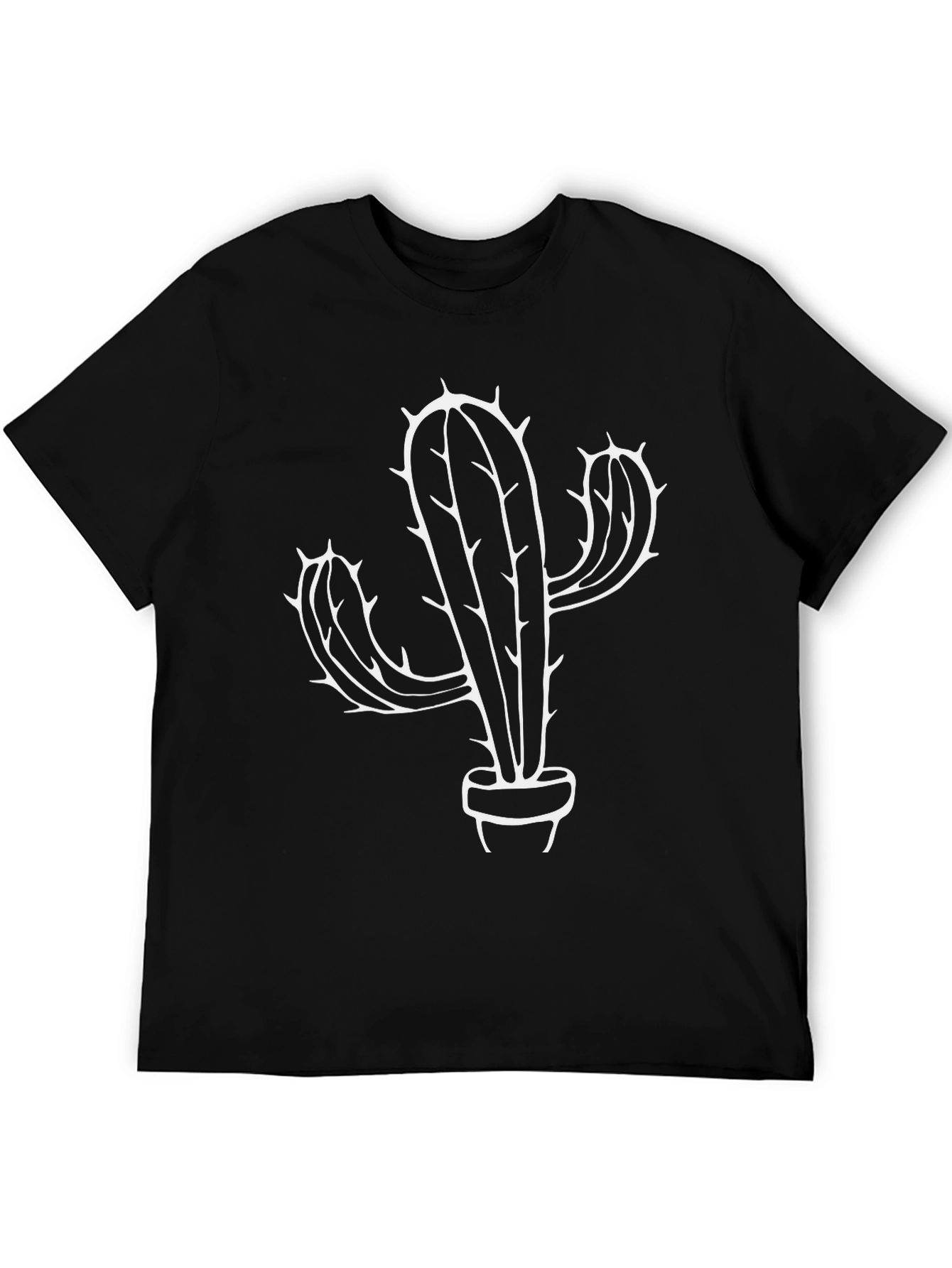 Mens Black Cactus Graphic T-Shirt