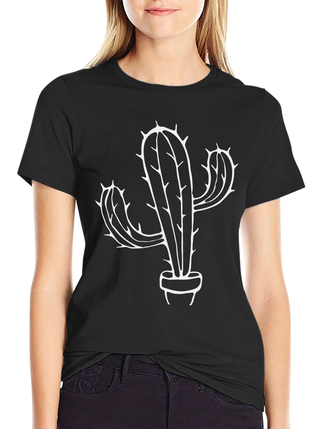 Mens Black Cactus Graphic T-Shirt