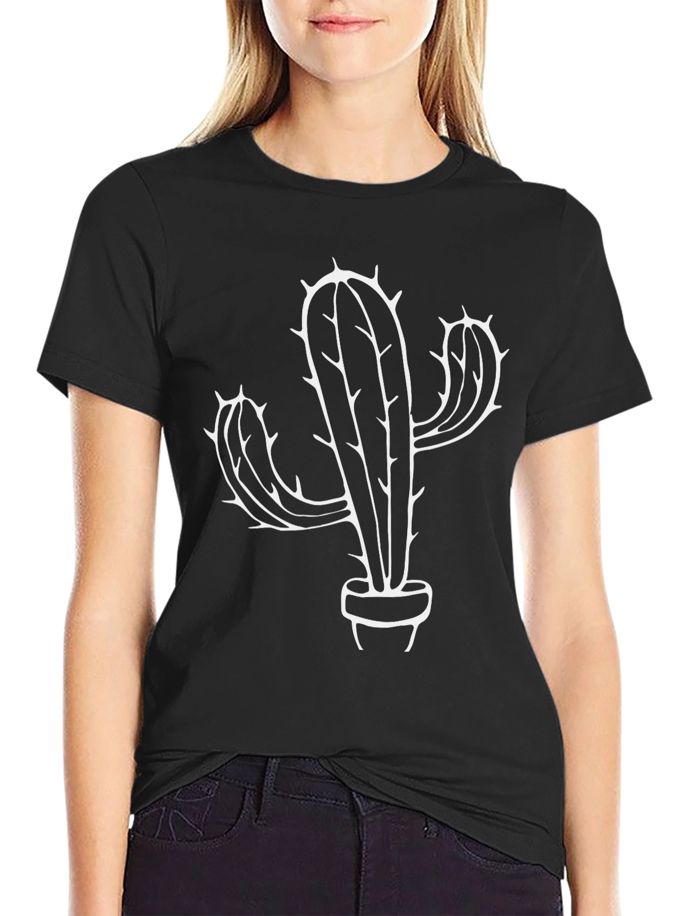 Mens Black Cactus Graphic T-Shirt
