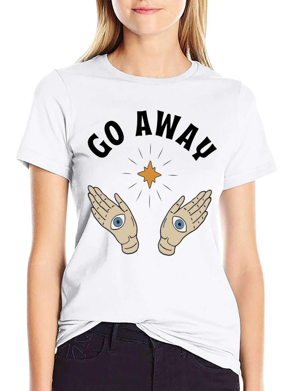 Go Away T-Shirt with Mystic Hands Graphic