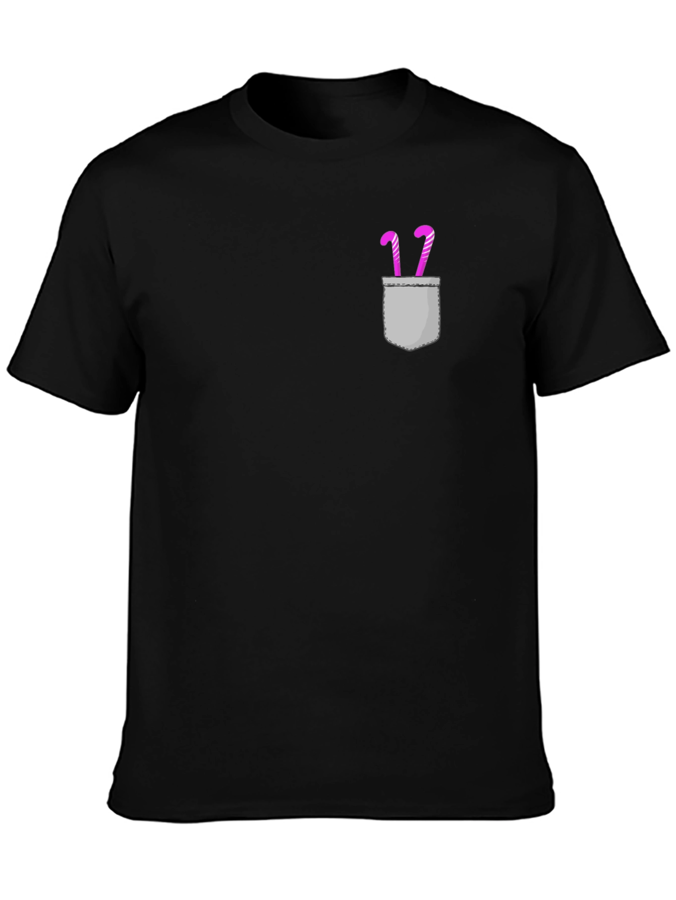 Candy Cane Pocket Graphic Tee - Black