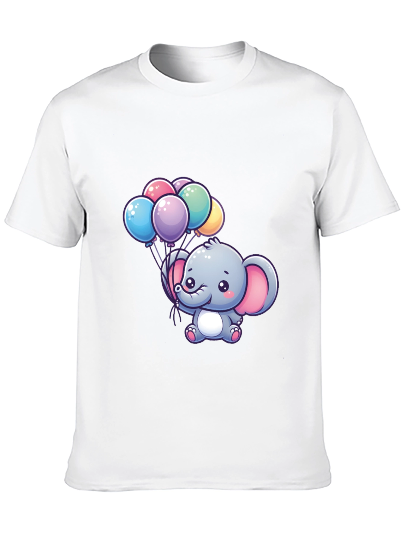 Cute Elephant Holding Balloons Graphic T-Shirt