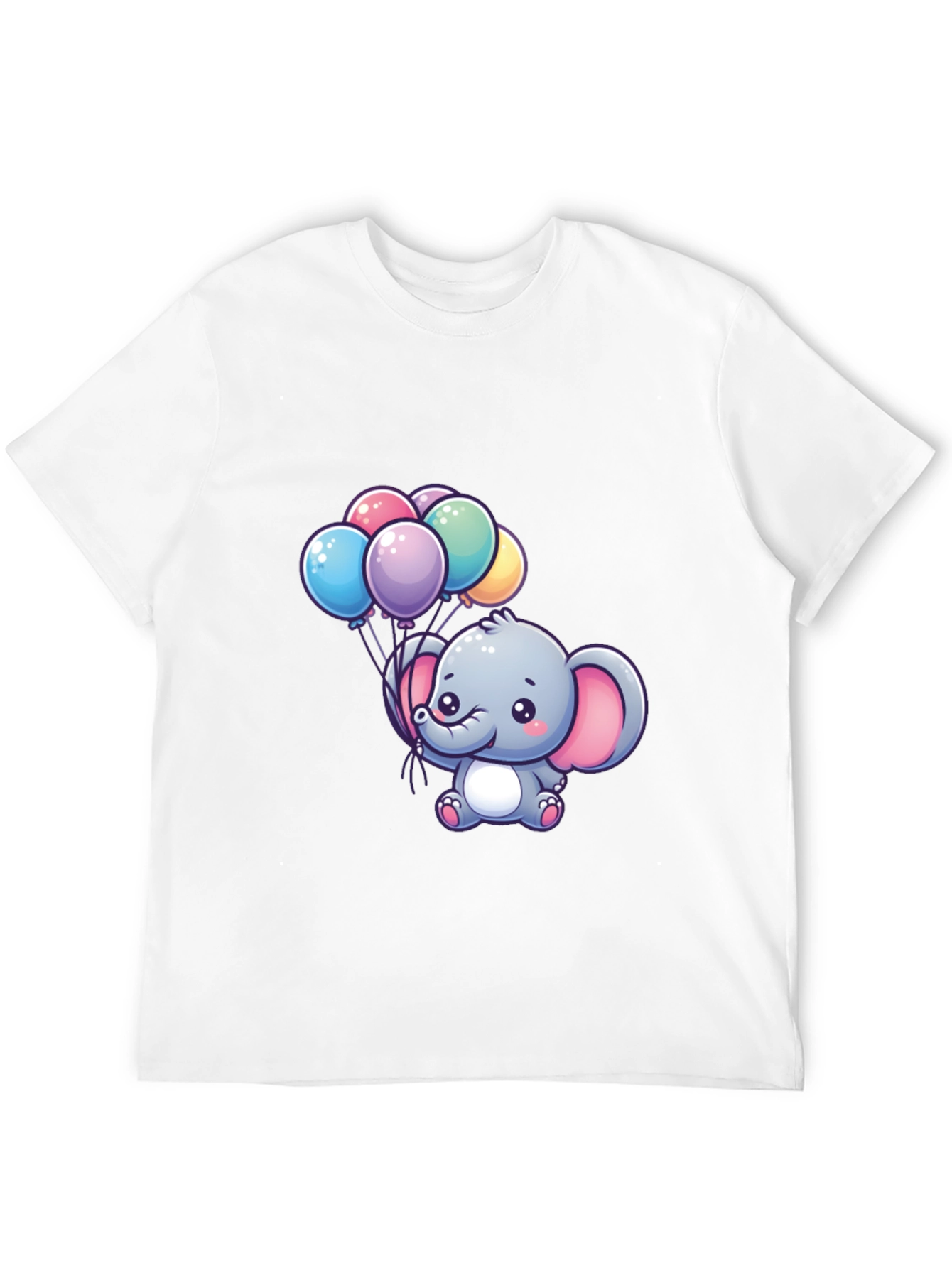 Cute Elephant Holding Balloons Graphic T-Shirt