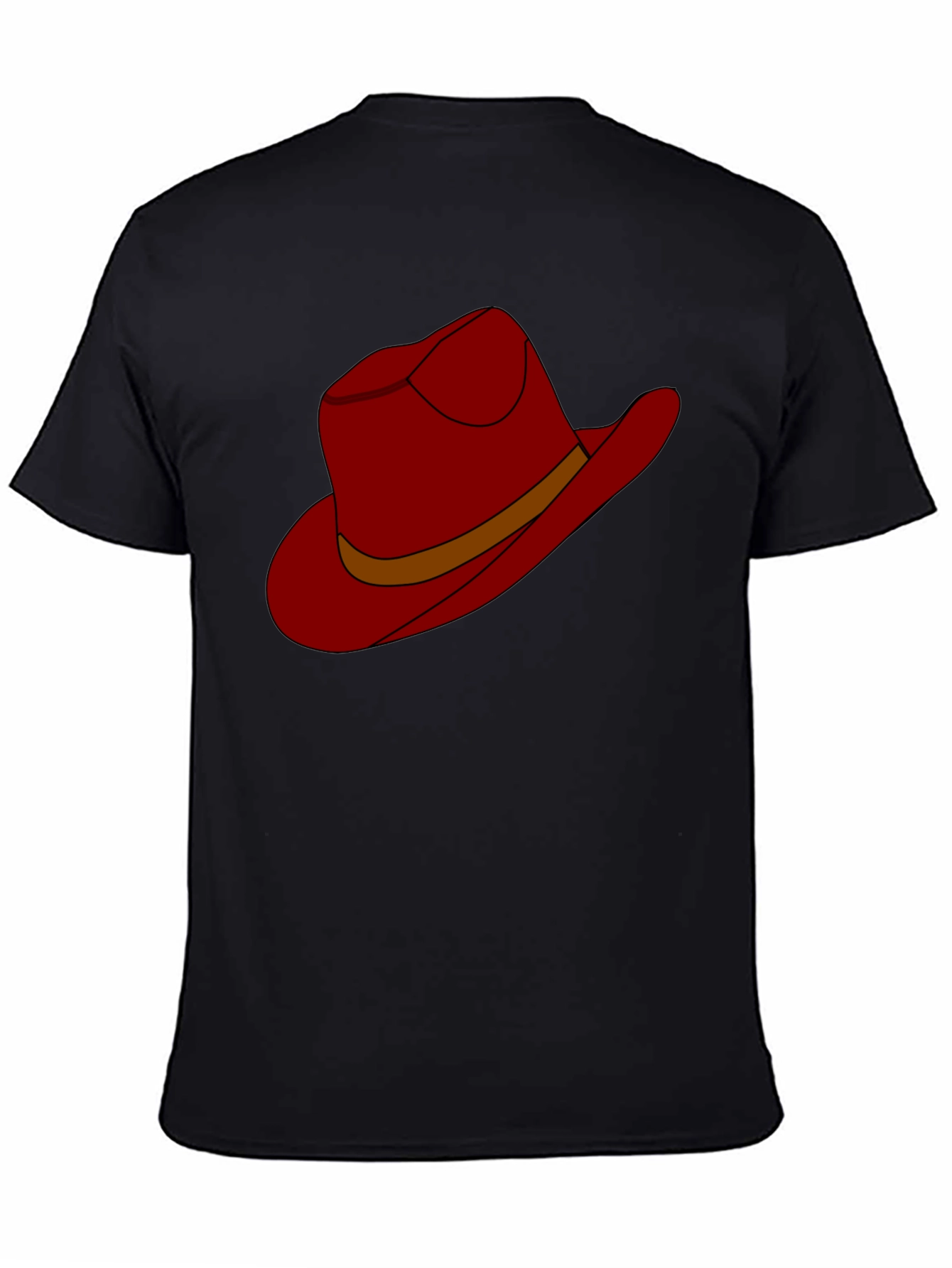 Cartoon Cowboy Hat Graphic Tee - Black