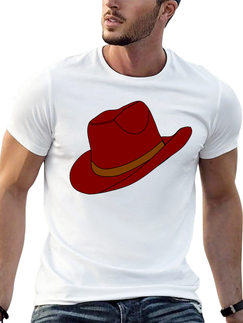 Cartoon Cowboy Hat Graphic Tee - Black