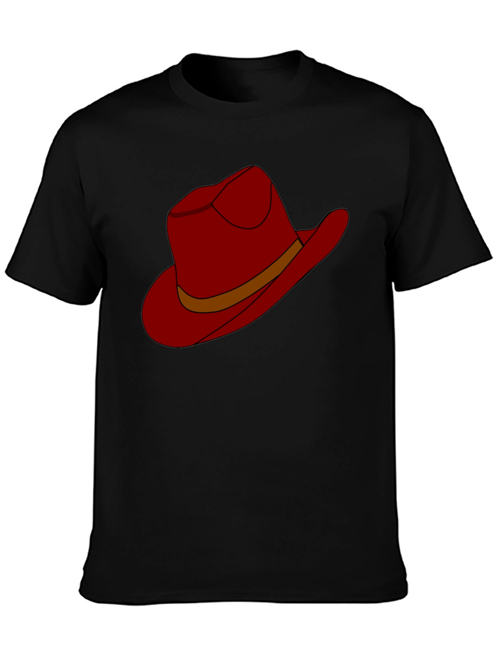 Cartoon Cowboy Hat Graphic Tee - Black