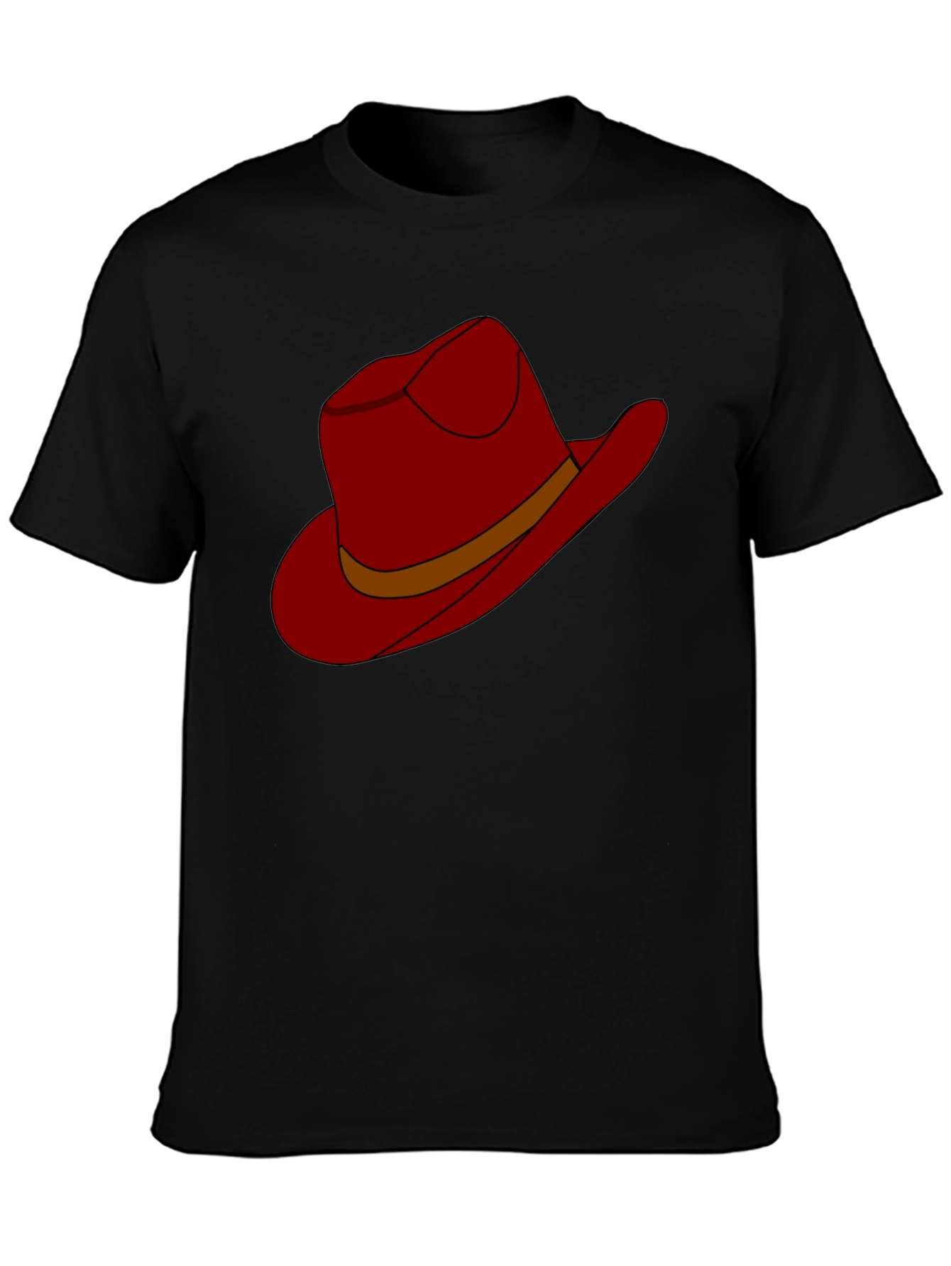 Cartoon Cowboy Hat Graphic Tee - Black