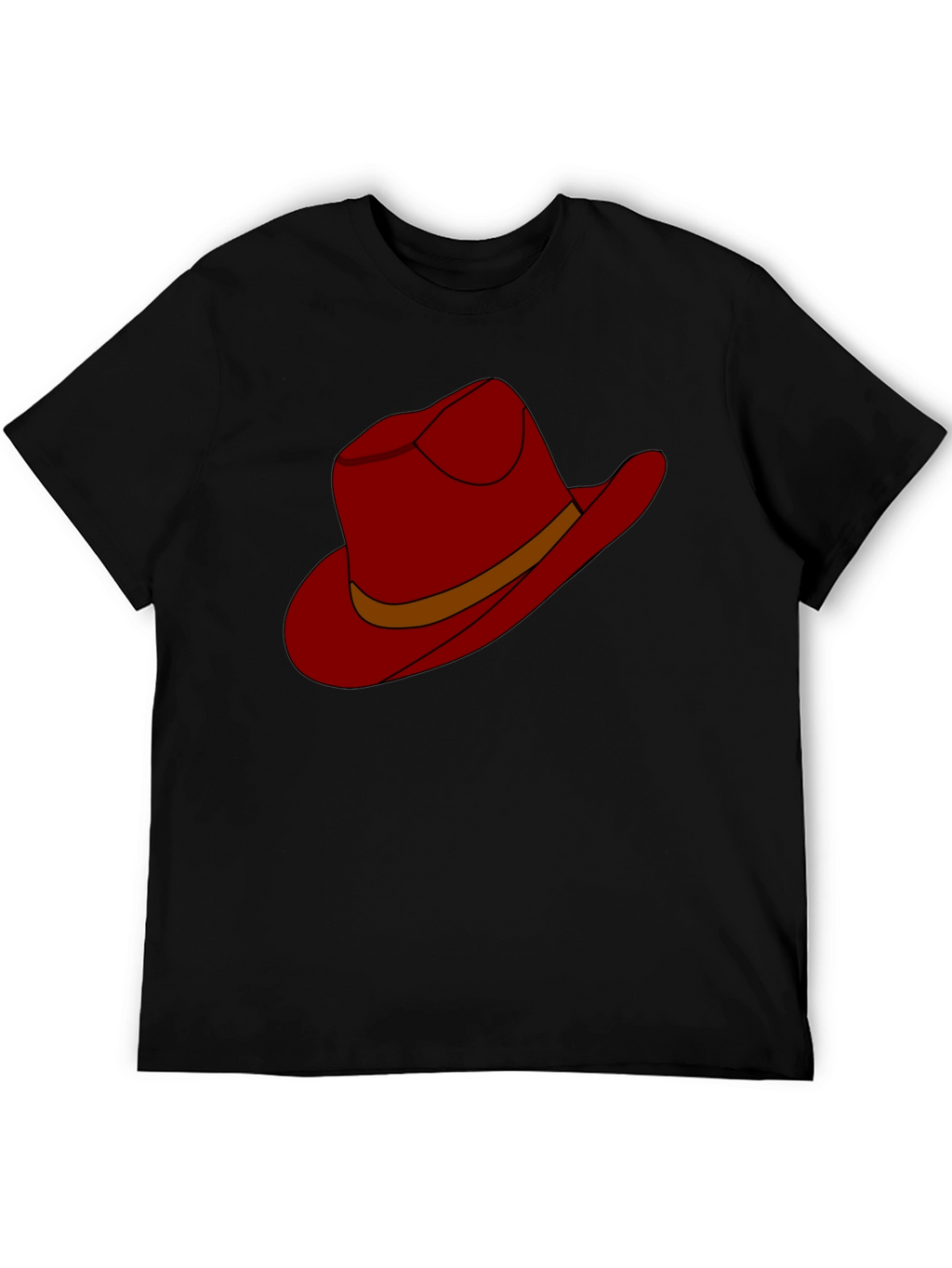 Cartoon Cowboy Hat Graphic Tee - Black