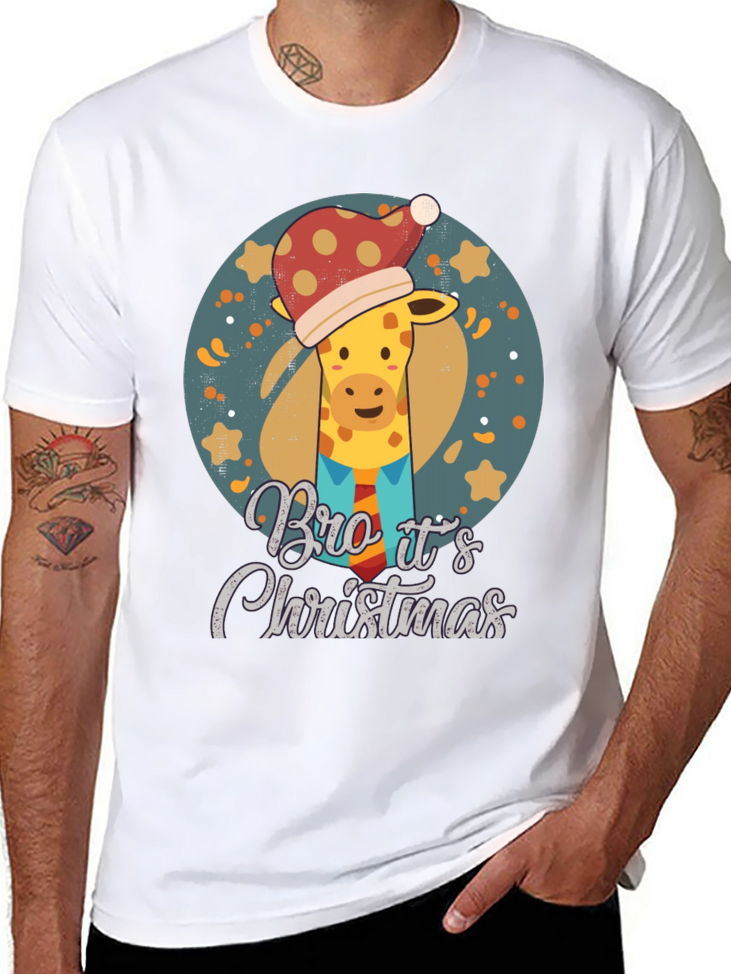 Christmas Giraffe T-Shirt - Bro Its Christmas