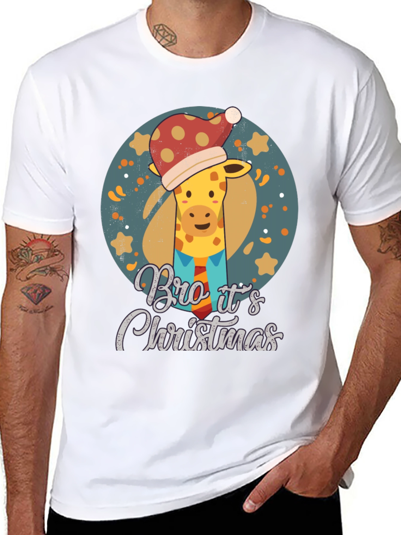 Christmas Giraffe T-Shirt - Bro Its Christmas