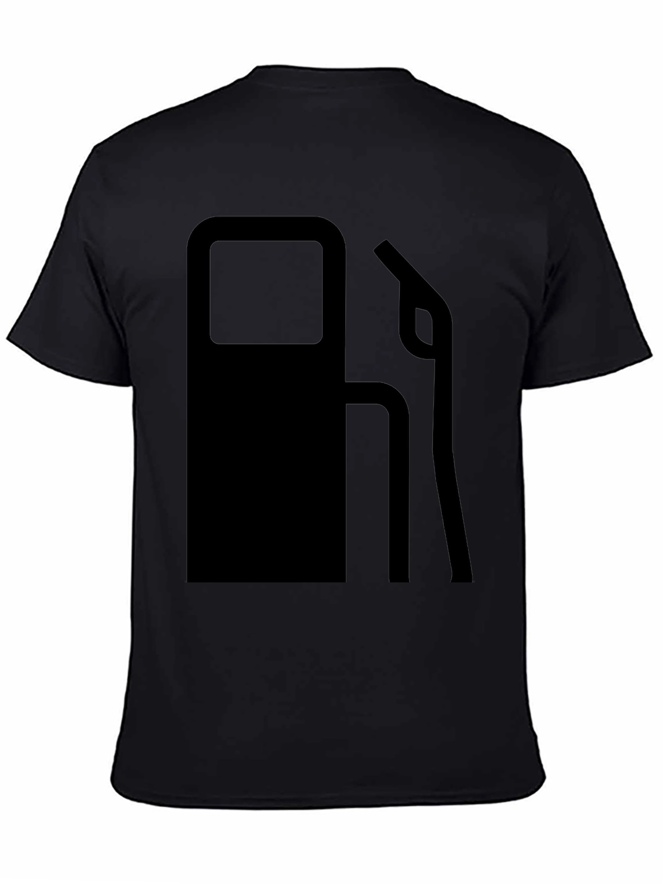 Gas Pump Graphic Tee - Solid Black Crew Neck T-Shirt