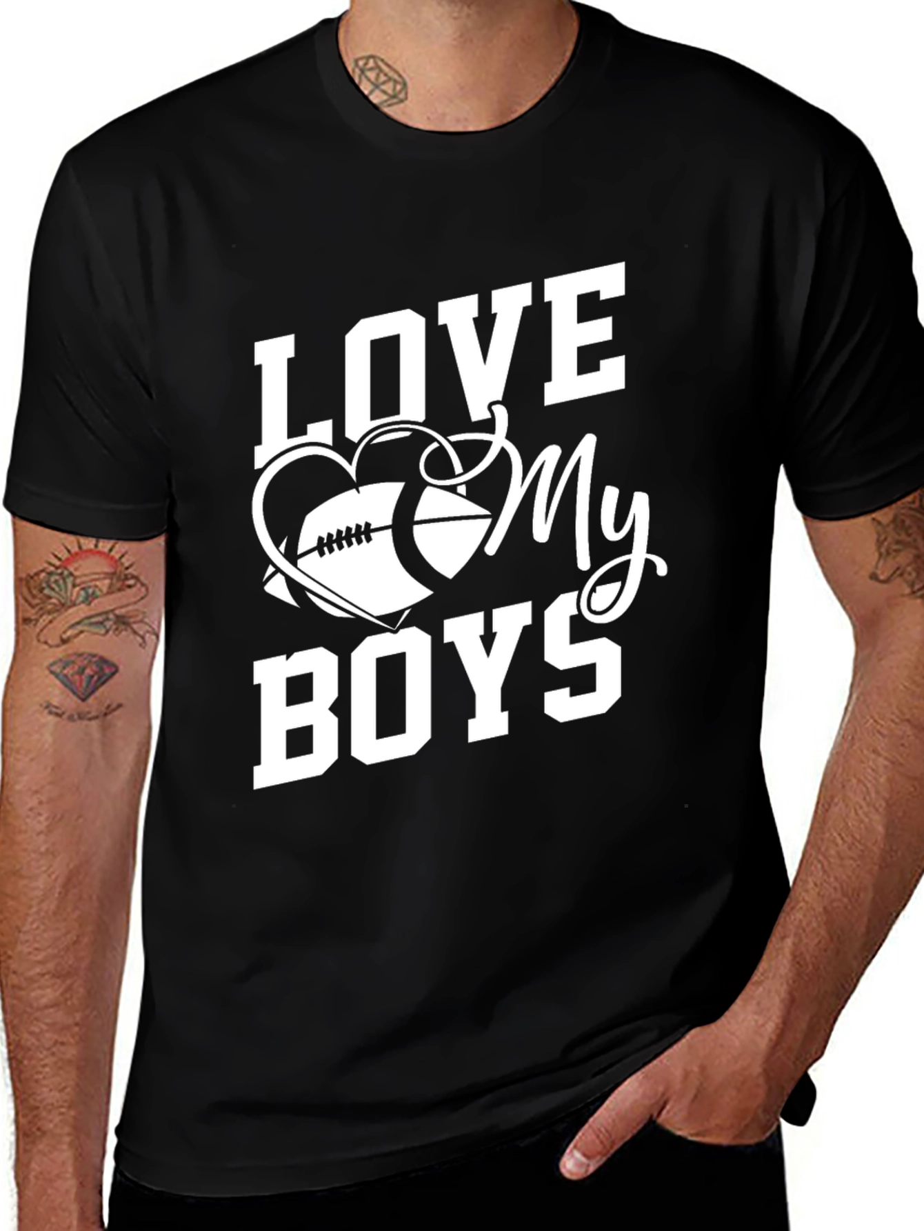 Love My Boys Football Heart Graphic Tee