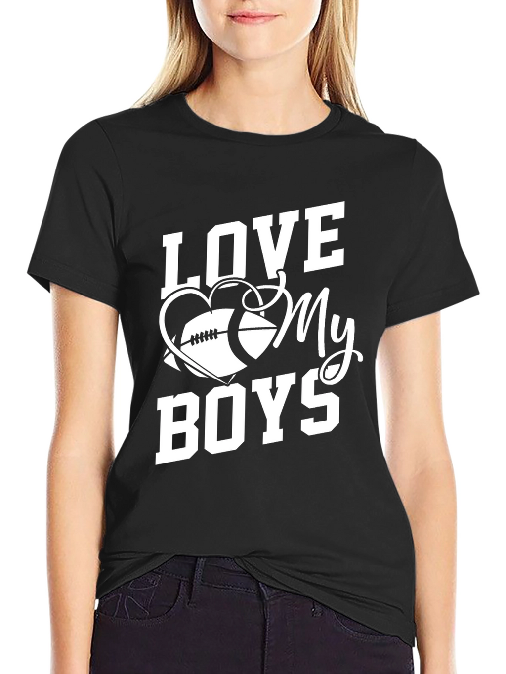 Love My Boys Football Heart Graphic Tee