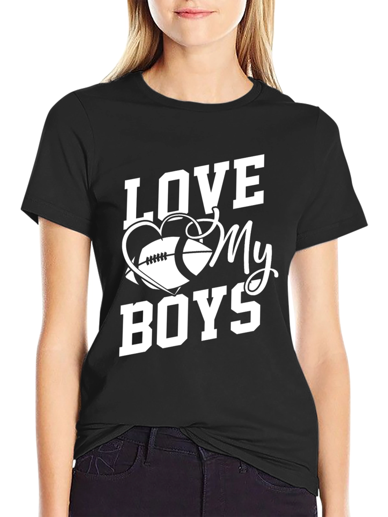 Love My Boys Football Heart Graphic Tee