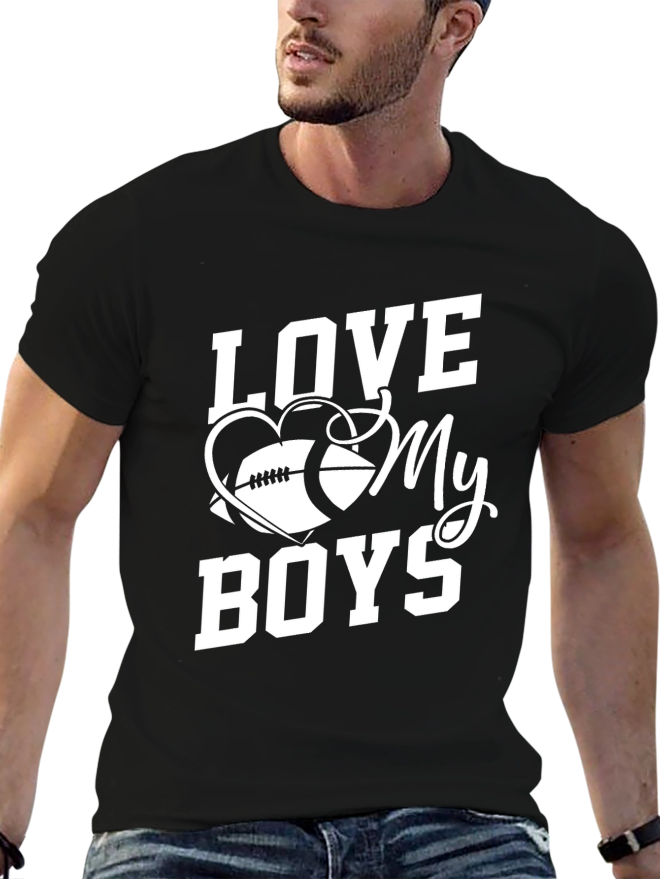 Love My Boys Football Heart Graphic Tee