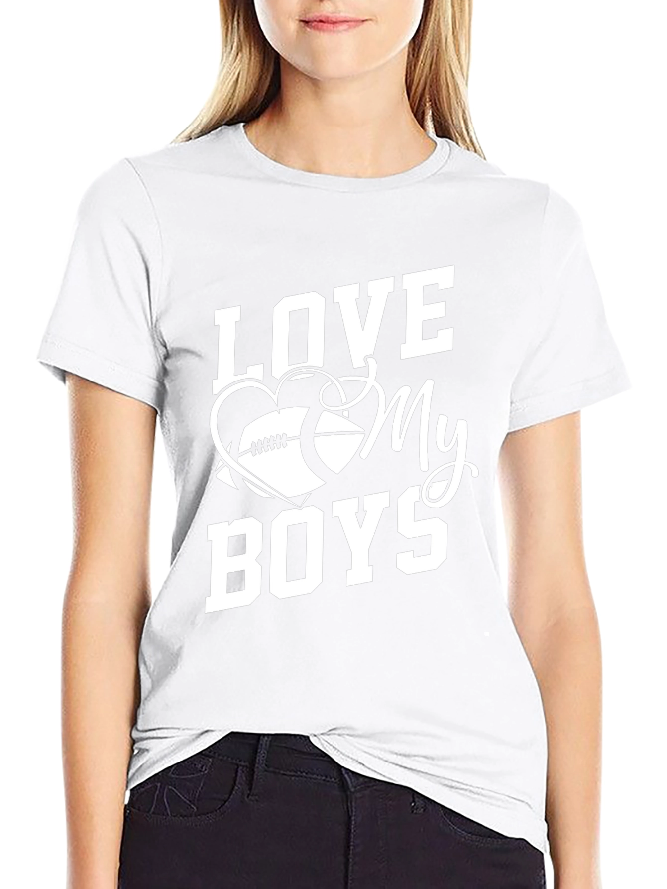 Love My Boys Football Heart Graphic Tee
