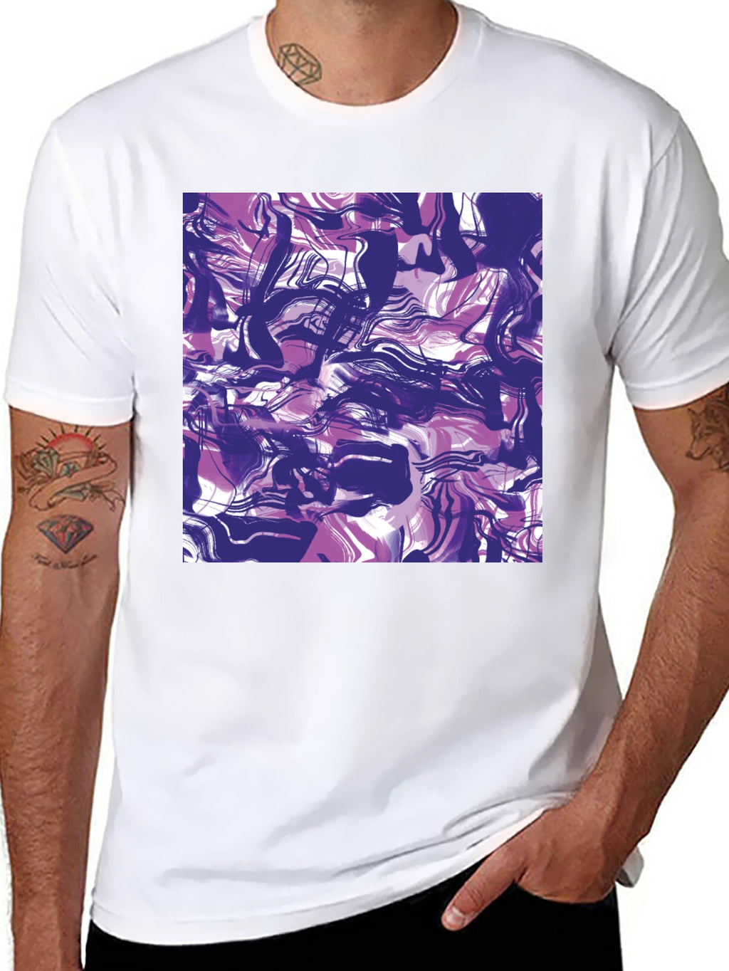 Abstract Swirl Art Print Black T-Shirt