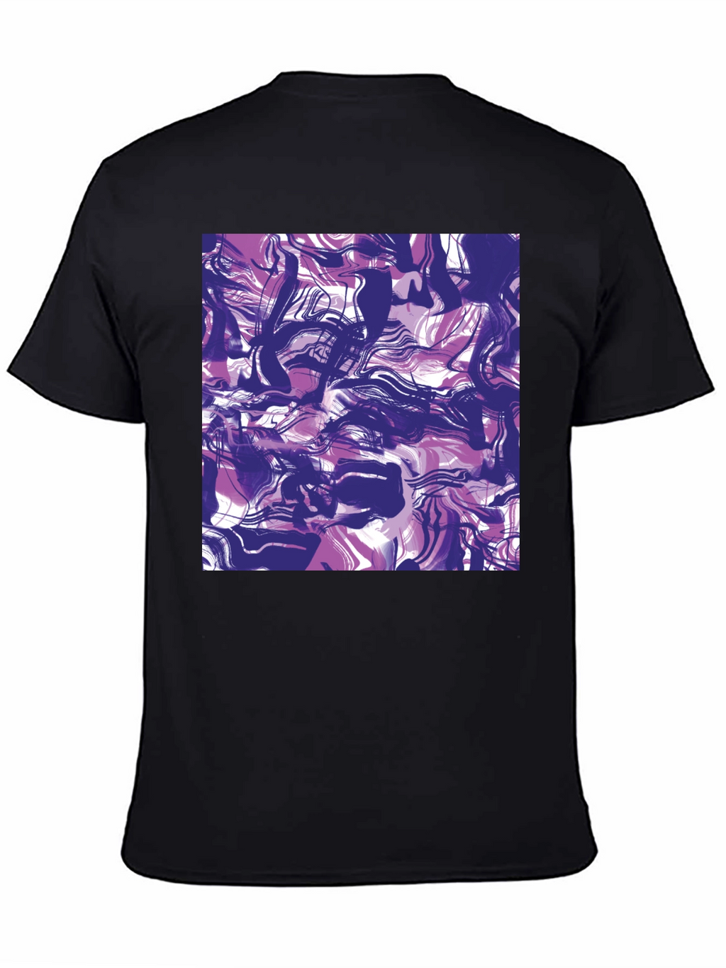 Abstract Swirl Art Print Black T-Shirt