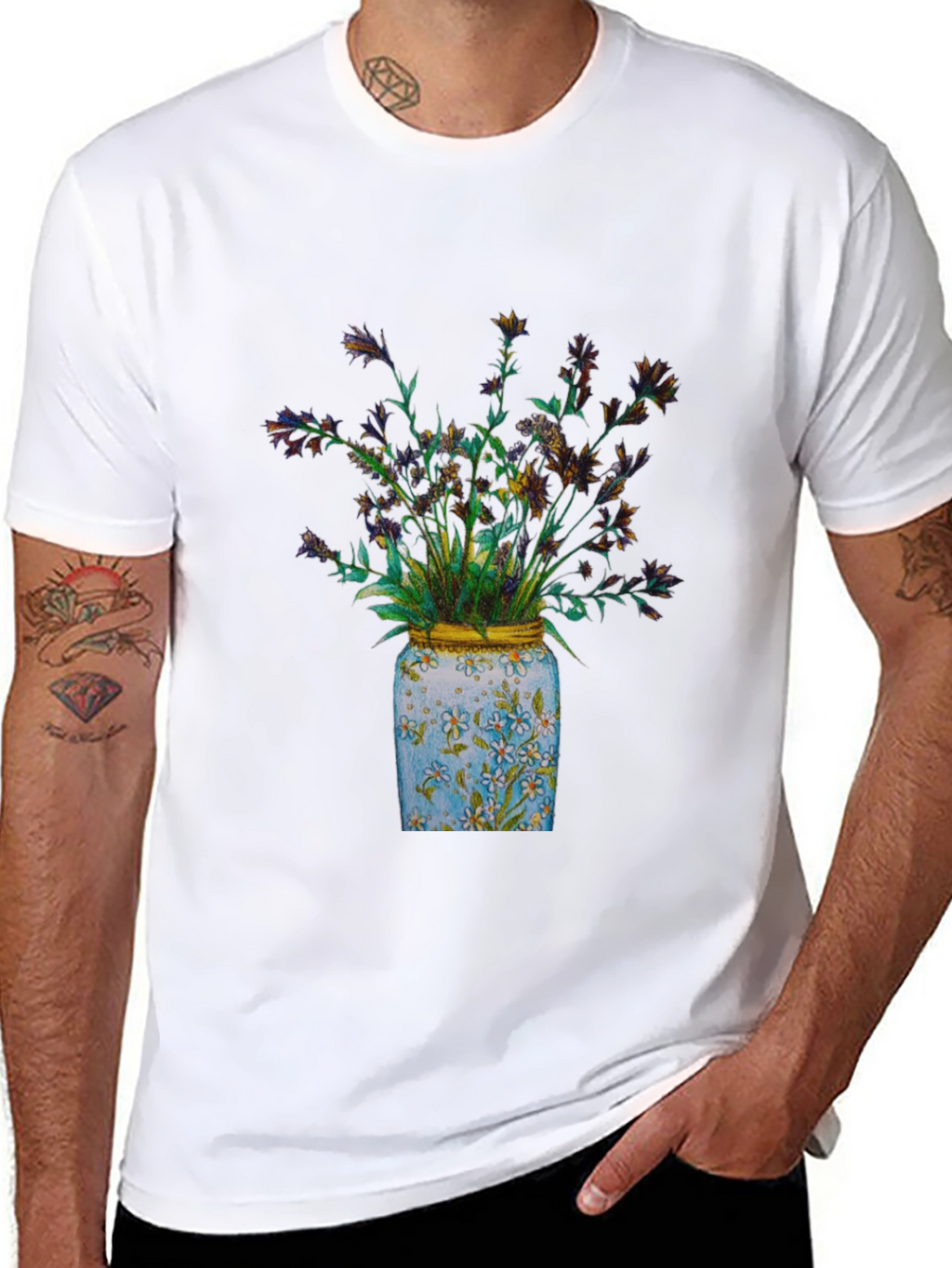 Floral Jar Graphic Tee - Soft Cotton Blend