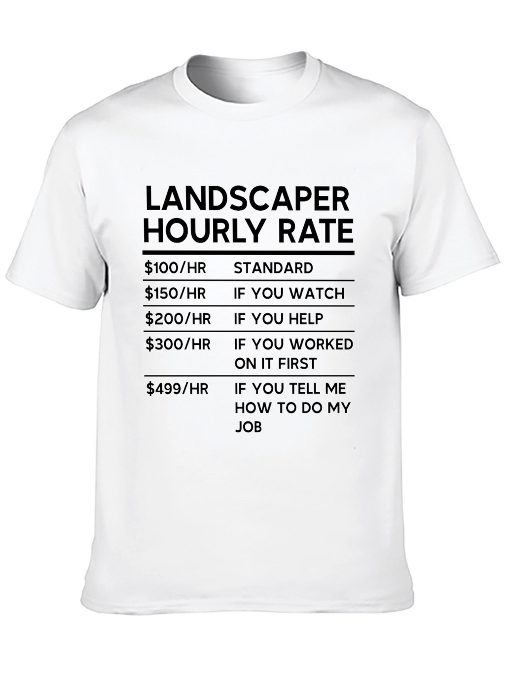 Landscaper Hourly Rate Funny Graphic Tee