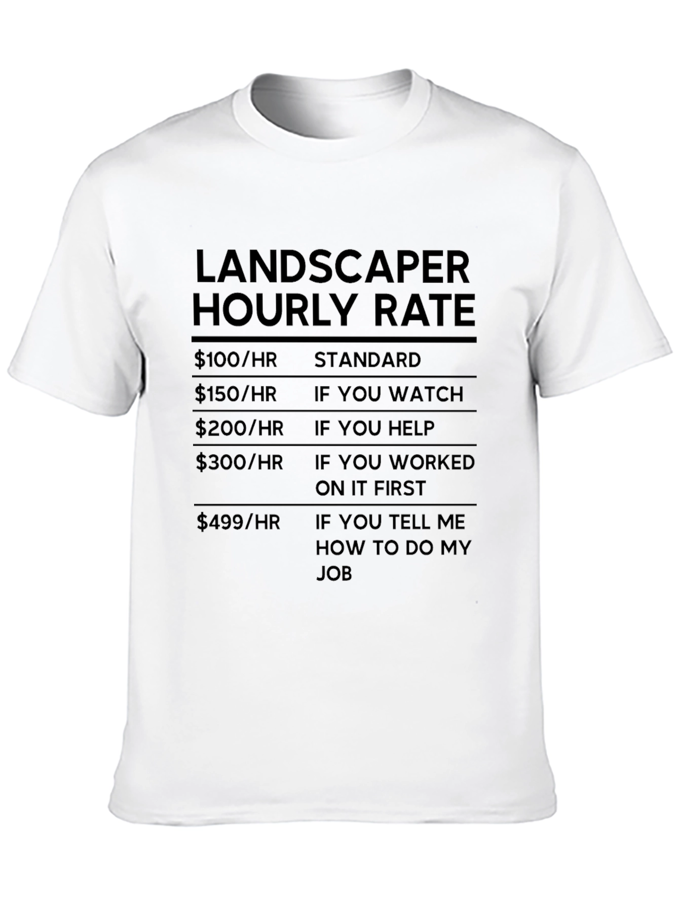 Landscaper Hourly Rate Funny Graphic Tee