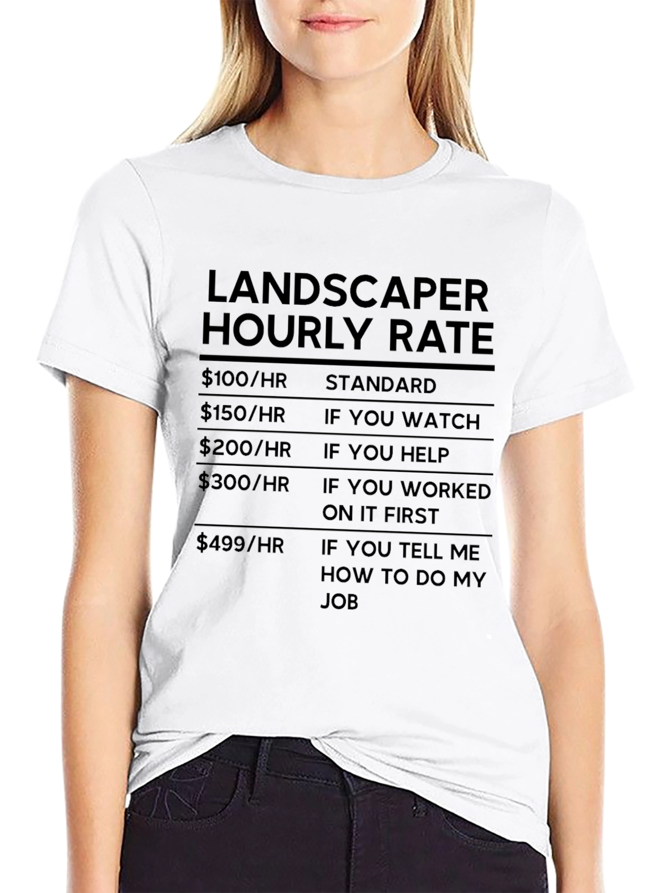 Landscaper Hourly Rate Funny Graphic Tee