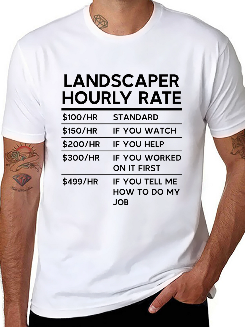 Landscaper Hourly Rate Funny Graphic Tee