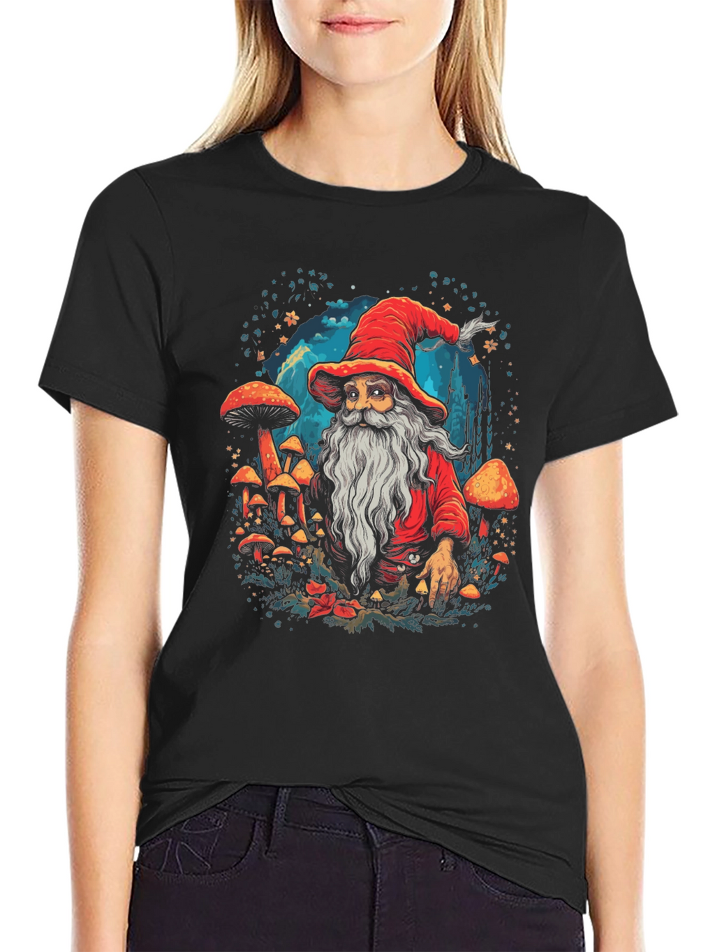Wizard & Mushroom Graphic T-Shirt