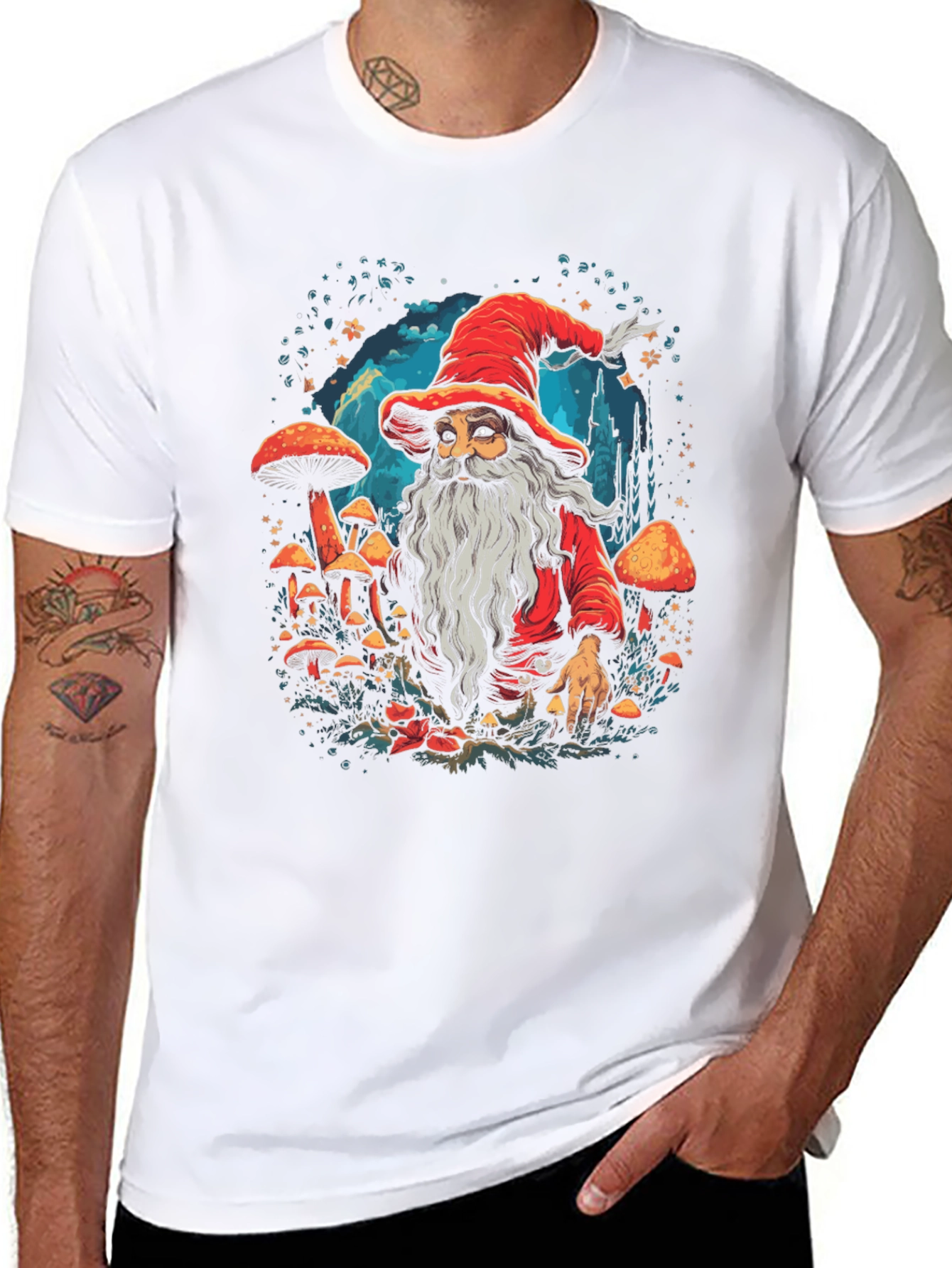 Wizard & Mushroom Graphic T-Shirt