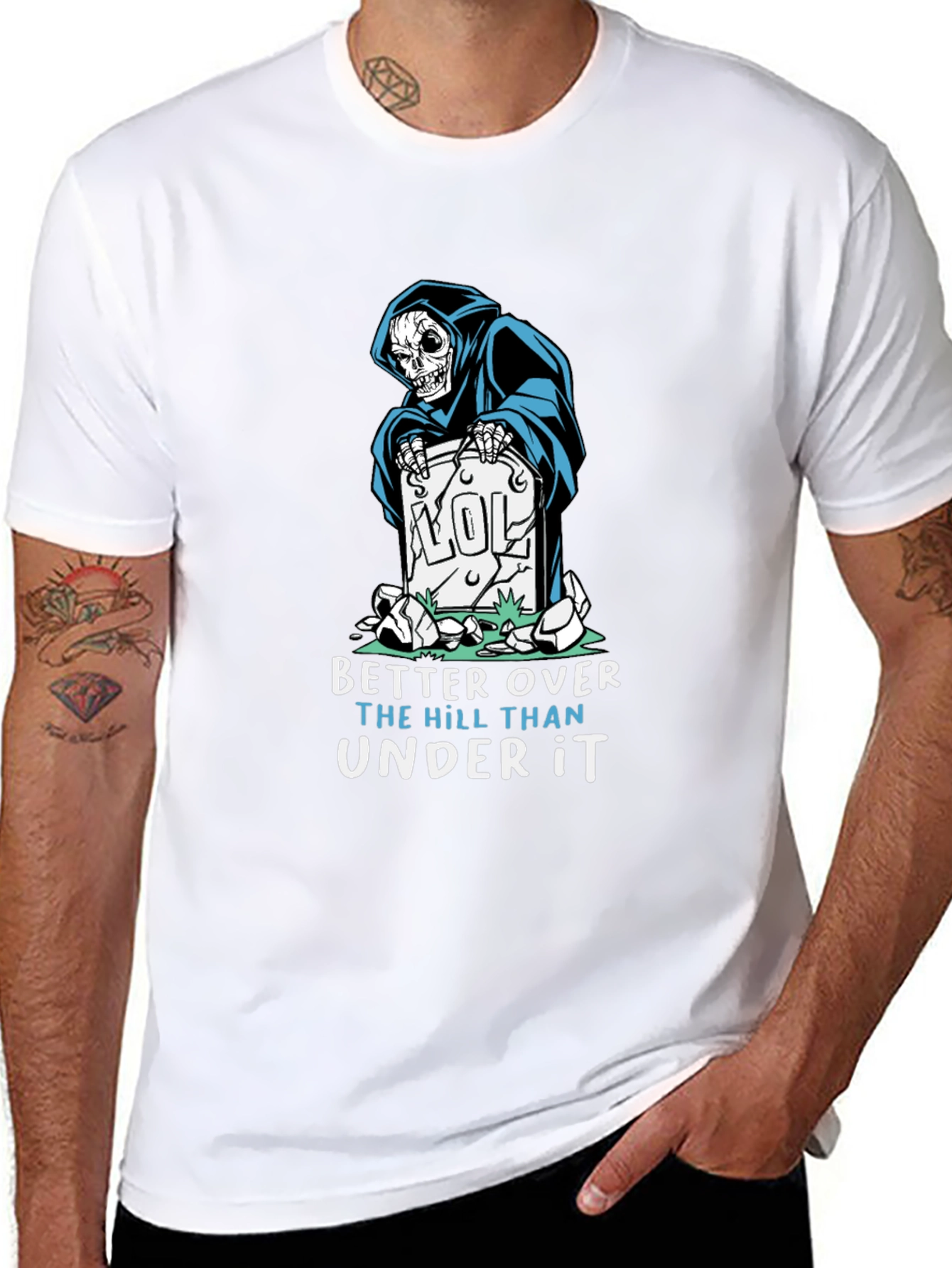 Humorous Grim Reaper Graphic T-Shirt