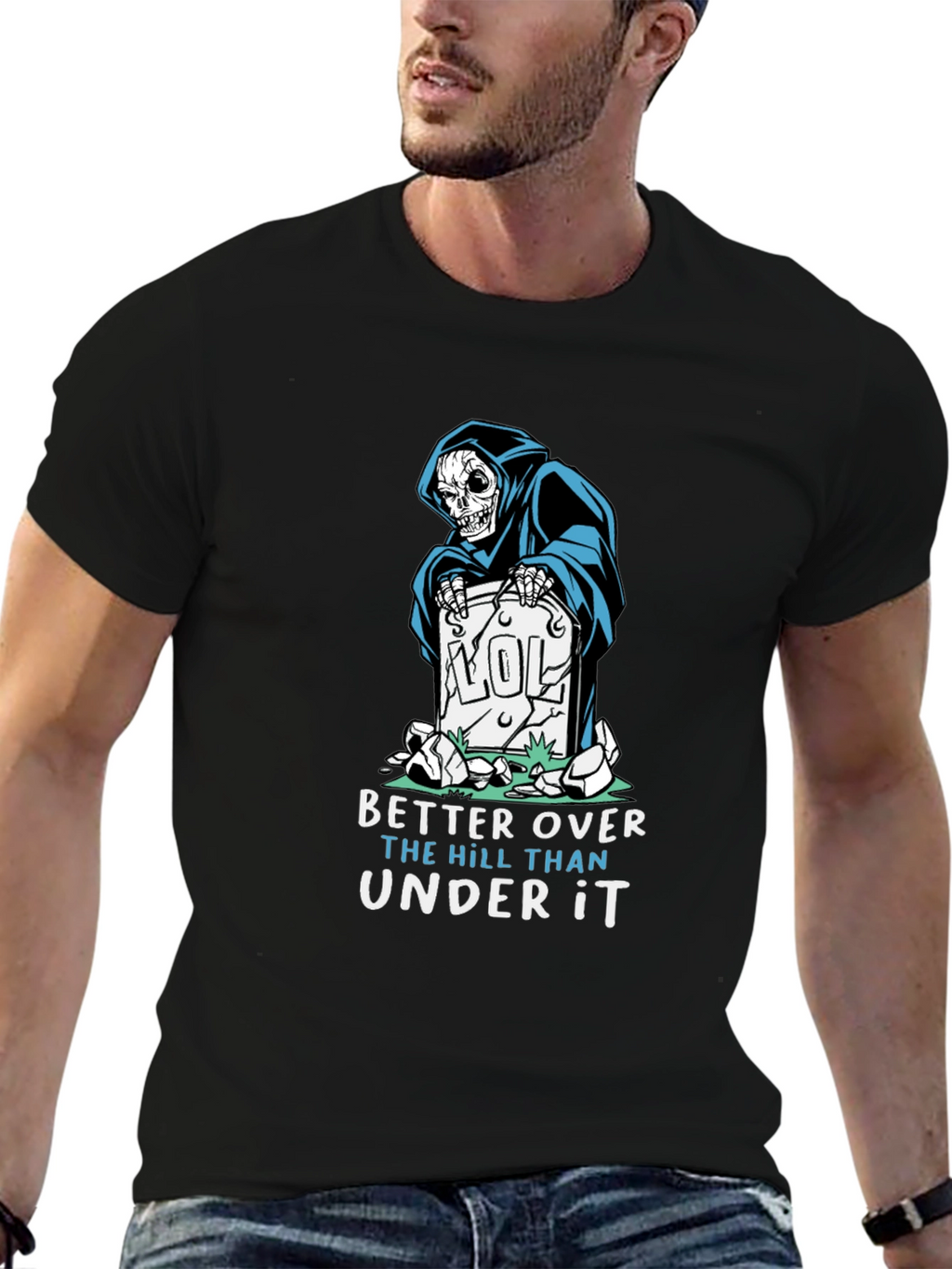 Humorous Grim Reaper Graphic T-Shirt