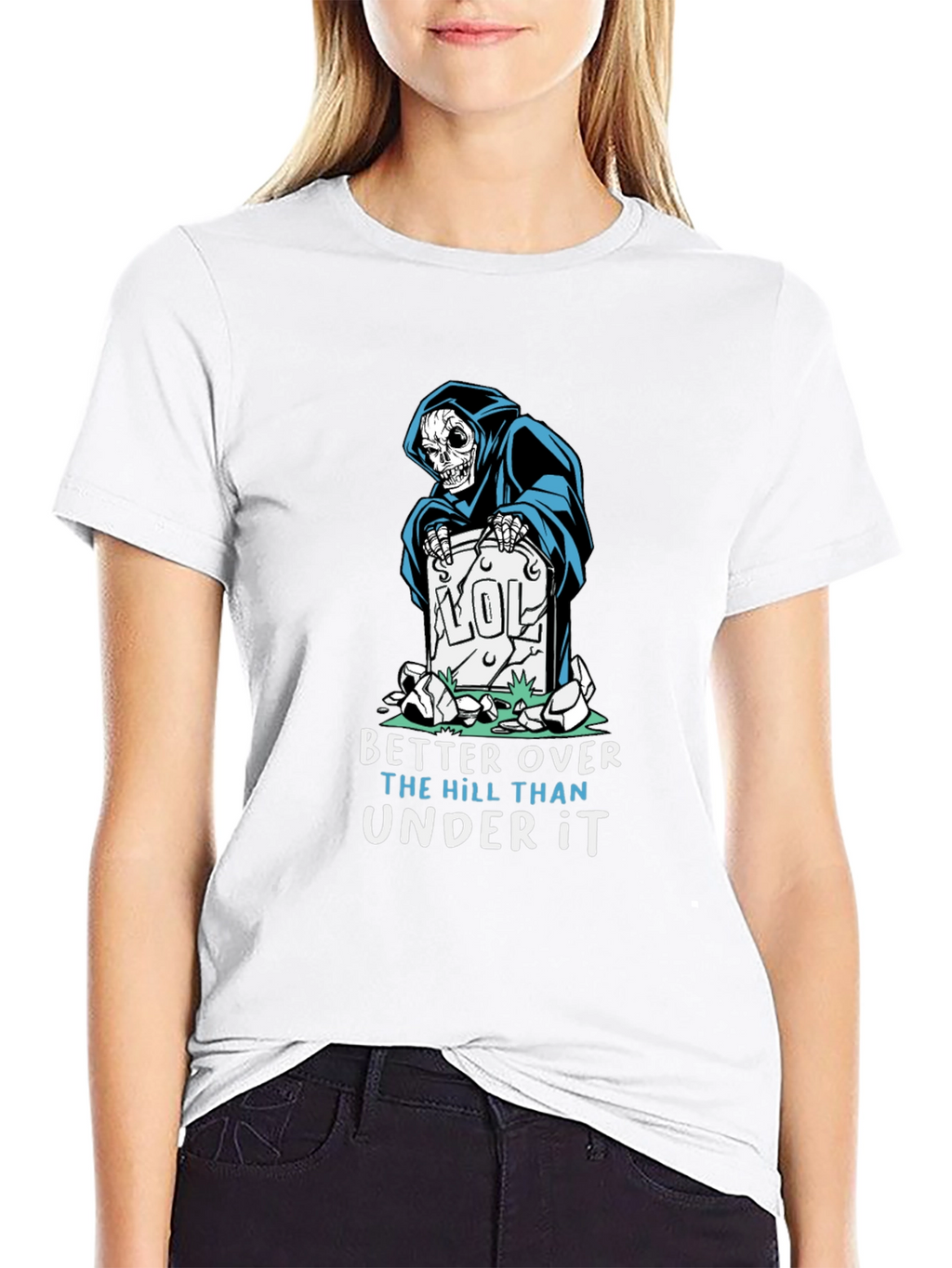 Humorous Grim Reaper Graphic T-Shirt