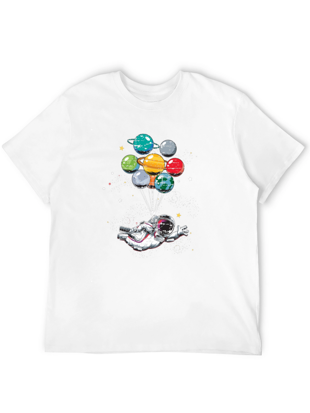 Astronaut Planet Balloon Graphic Black T-Shirt