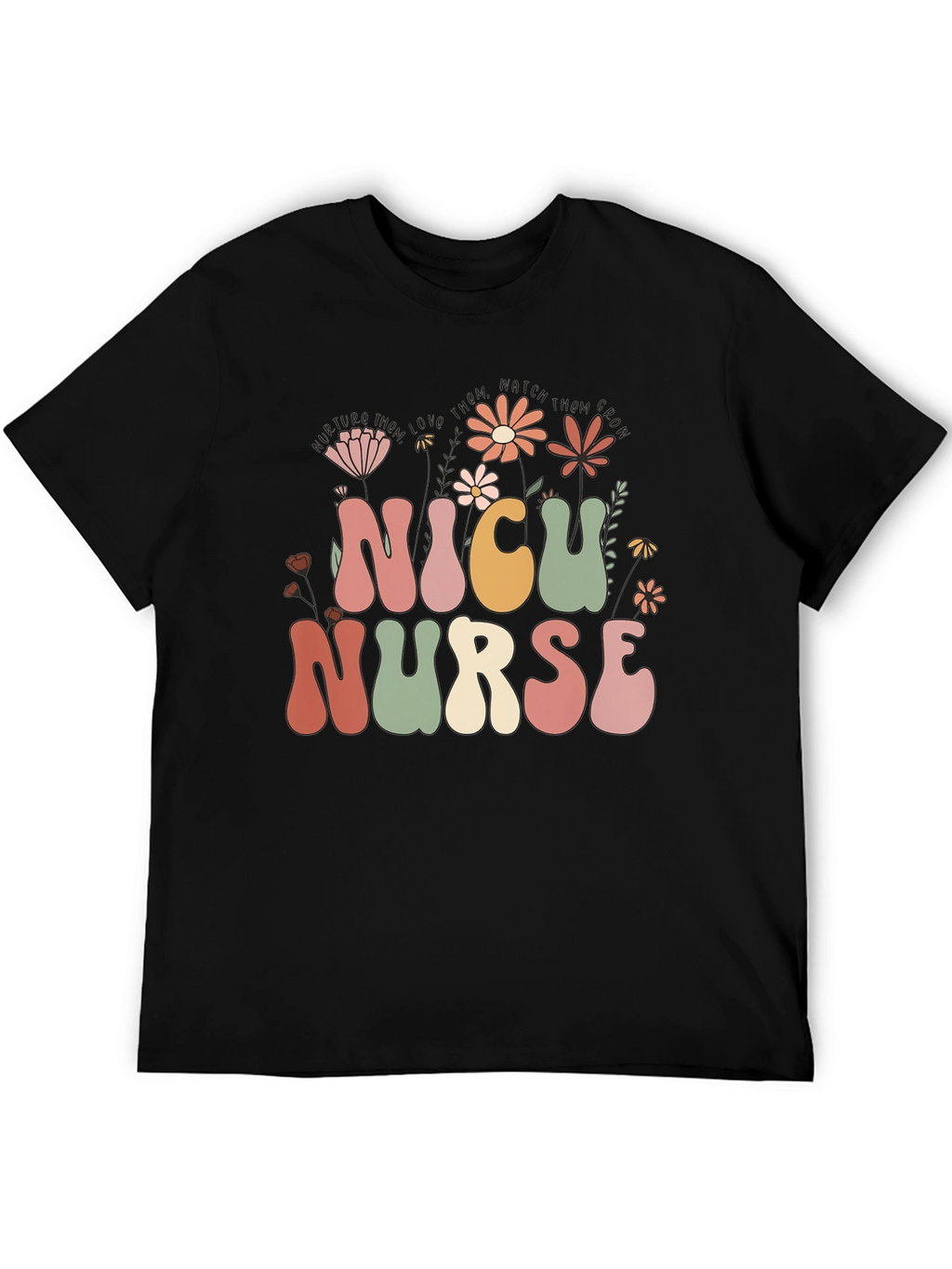 NICU Nurse Floral T-Shirt - Retro Design