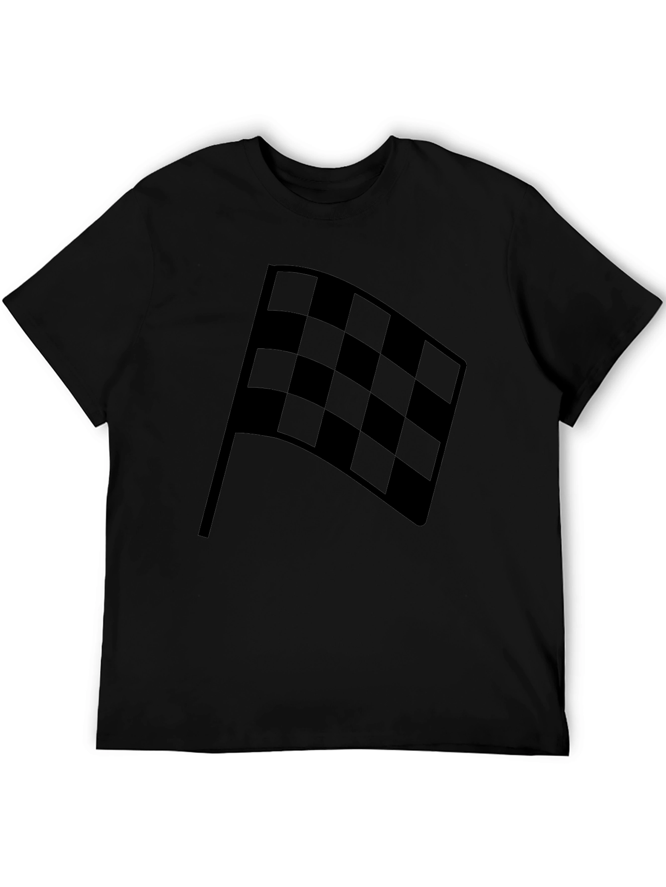 Checkered Flag Black Graphic T-Shirt - Racing Fan Apparel