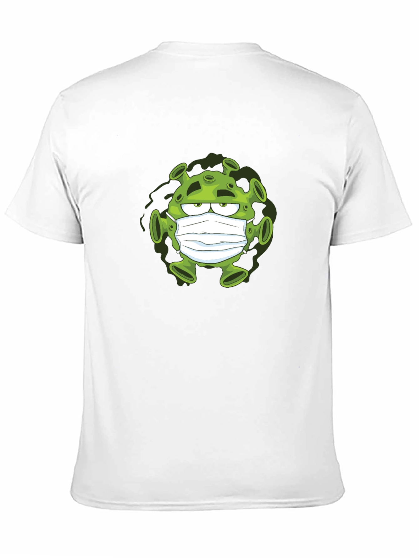 Cartoon Virus Wearing Mask Black T-Shirt