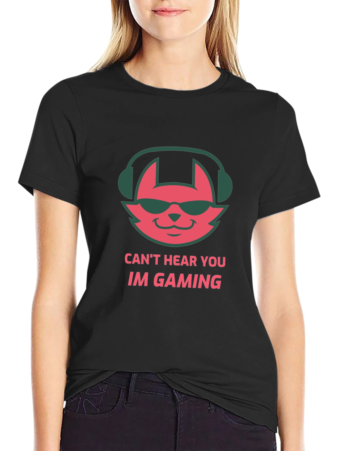 Cool Gamer Cat T-Shirt - Cant Hear You Im Gaming!