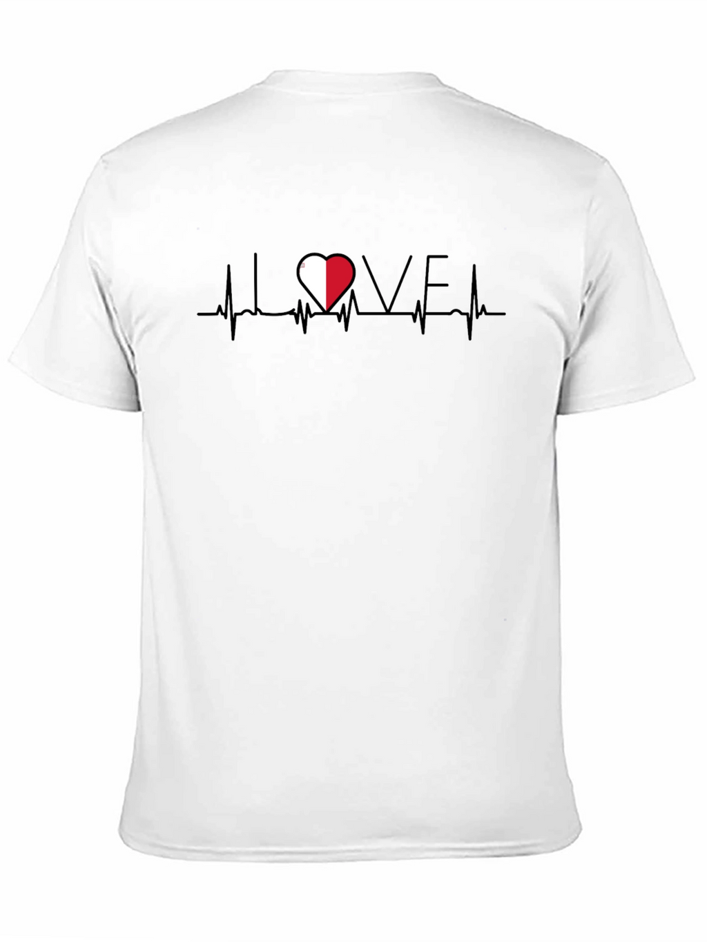 I Love Poland Heartbeat Tee -  Black Cotton T-Shirt