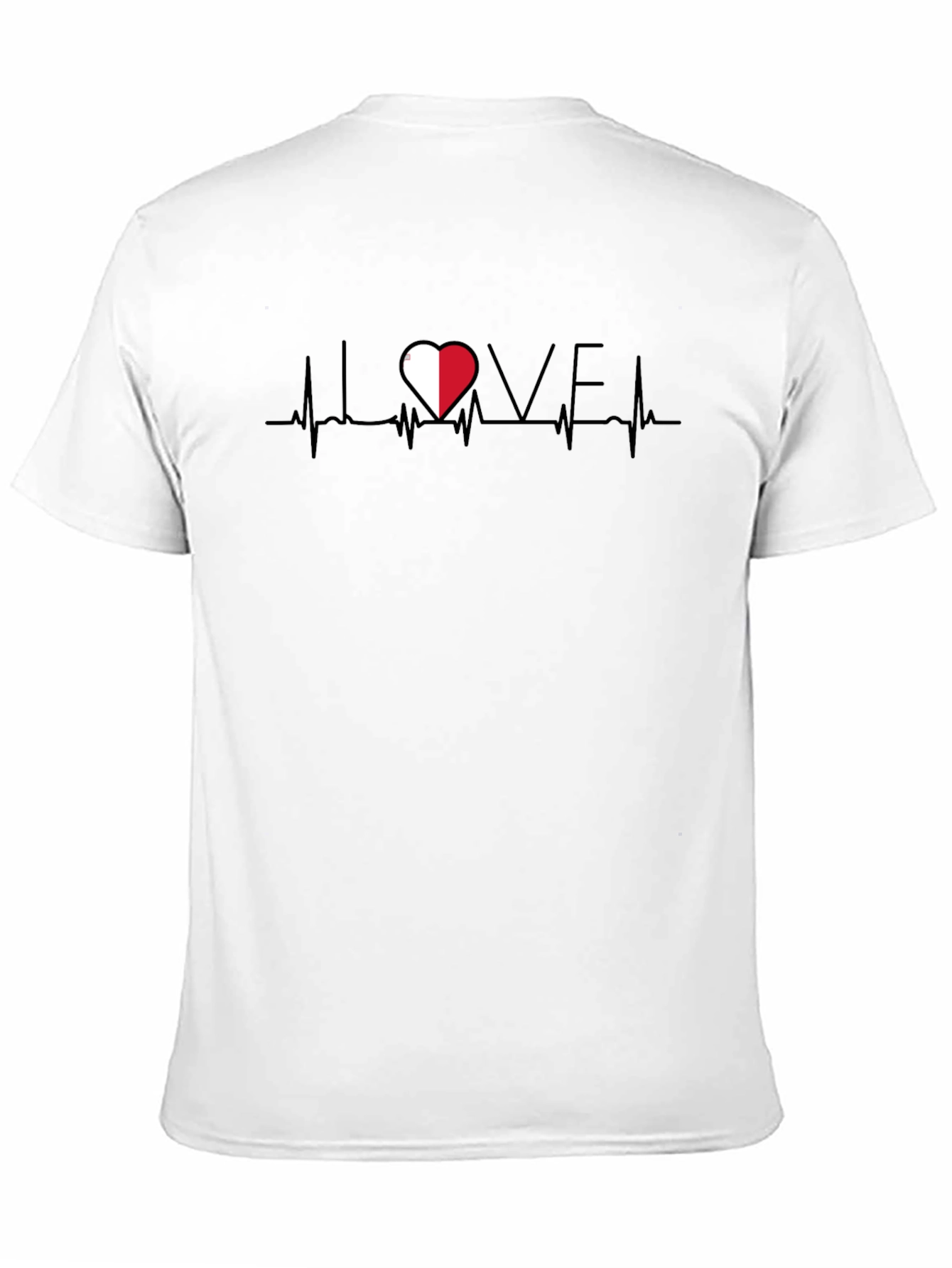 I Love Poland Heartbeat Tee -  Black Cotton T-Shirt