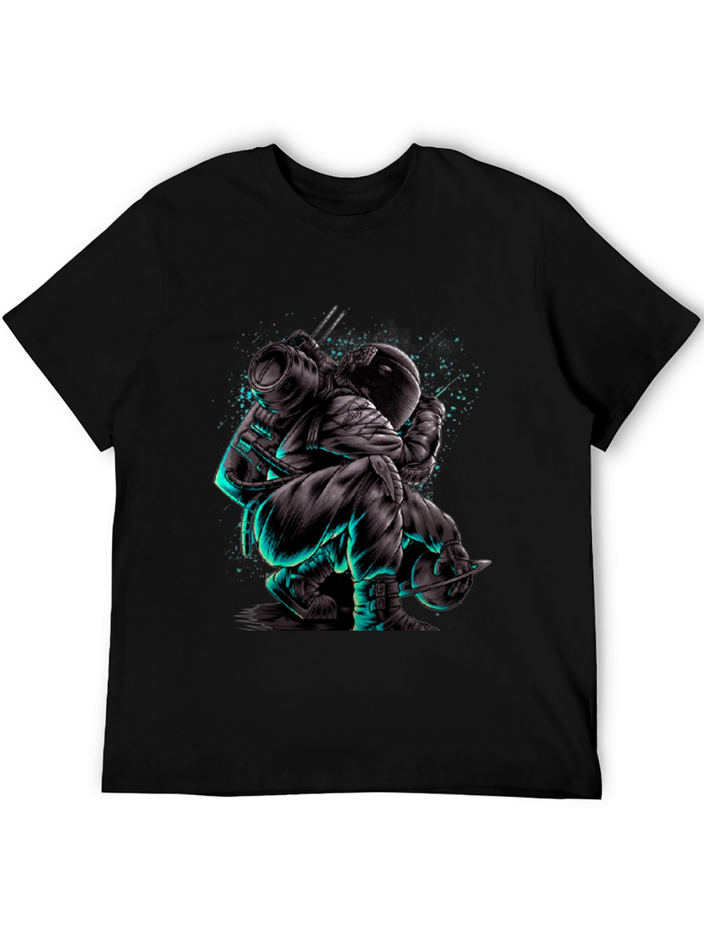 Astronaut Graphic Print T-Shirt - Black