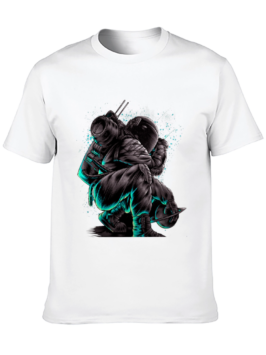 Astronaut Graphic Print T-Shirt - Black